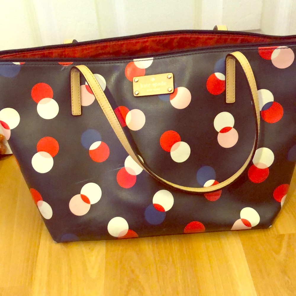 Used kate spade zip top tote with nude handles